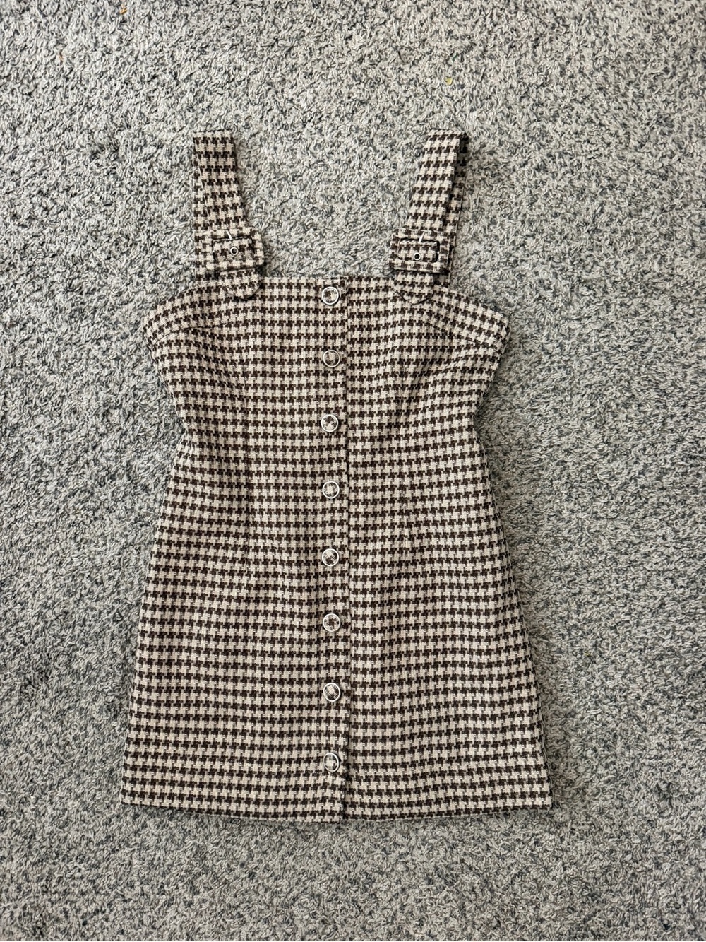 NWT Cider Houndstooth Button-Front Mini Dress in Black and Cream